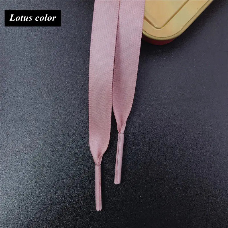 New 1Pair 1CM Width Satin Silk Ribbon Shoelaces 80/100/120/150CM Length Sneaker Sport Shoes Lace Adult Children's laces S2