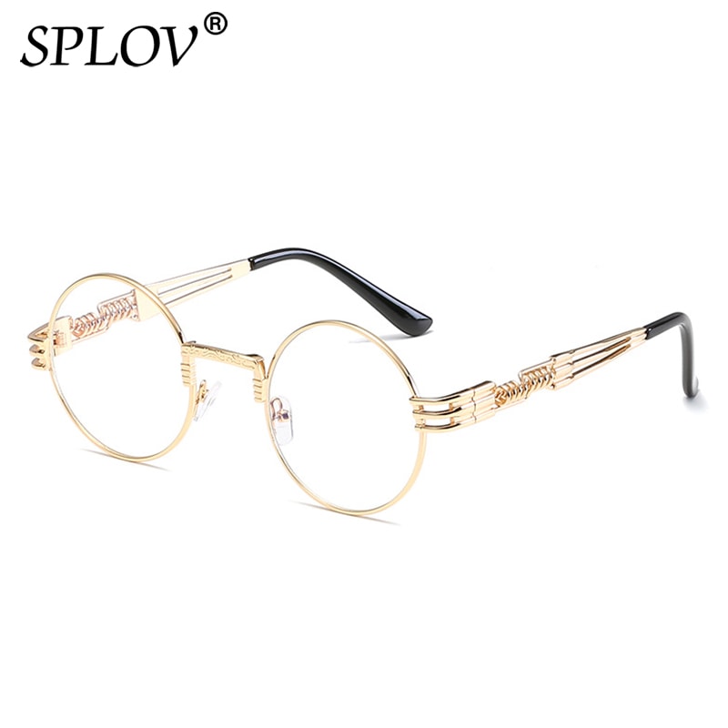 SPLOV New Fashion Retro Steampunk Round Metal Sunglasses for Men and Women Double Spring Leg Colorful Eyewear UV400