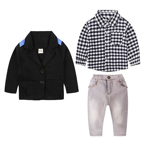 Random Clothes Boy Sets Gentleman Costume Toddlers Boys Clothes Set 3 pcs. Coat+Long Sleeve+Pants Children Boy Clothes Set