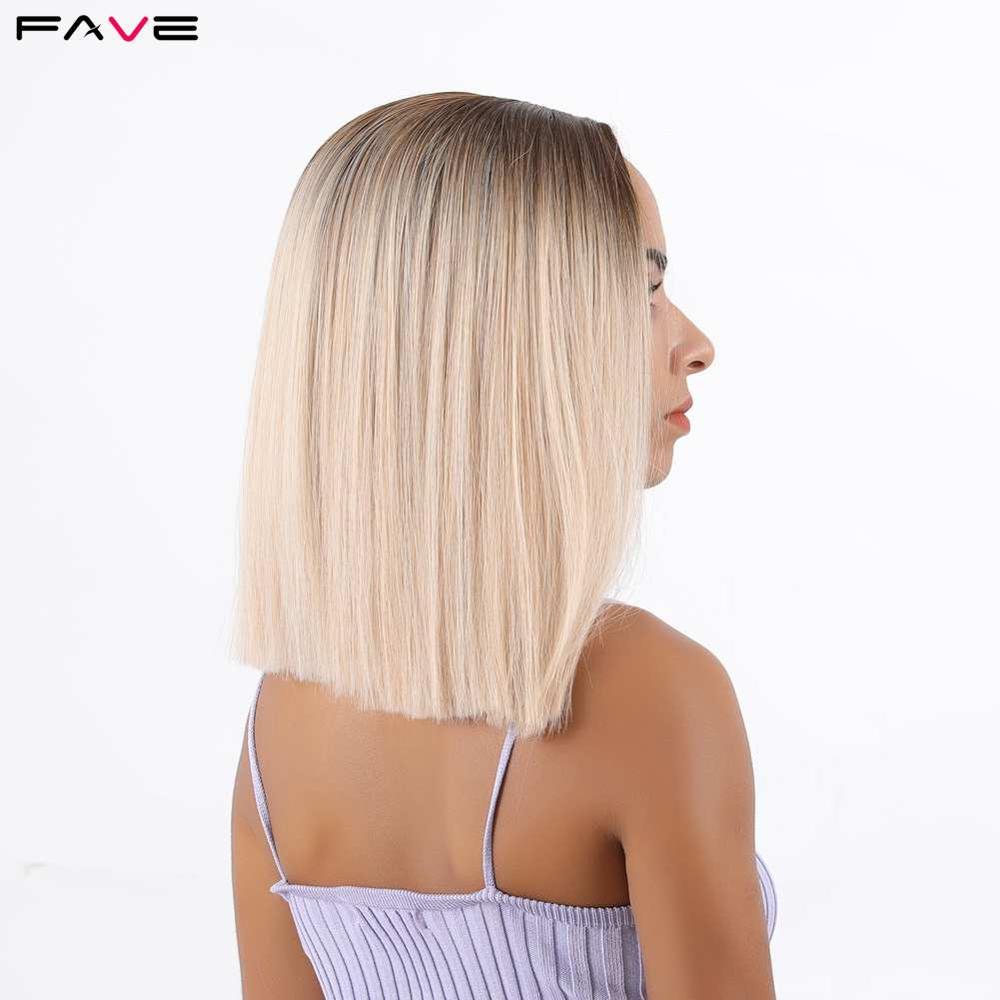 FAVE Ombre Black Purple/Blonde/Grey/Flax Brown/ Straight Synthetic Wig Shoulder Length Middle Part Cosplay For Women's Daily Wig