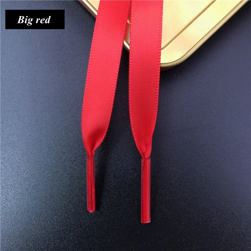 New 1Pair 1CM Width Satin Silk Ribbon Shoelaces 80/100/120/150CM Length Sneaker Sport Shoes Lace Adult Children's laces S2