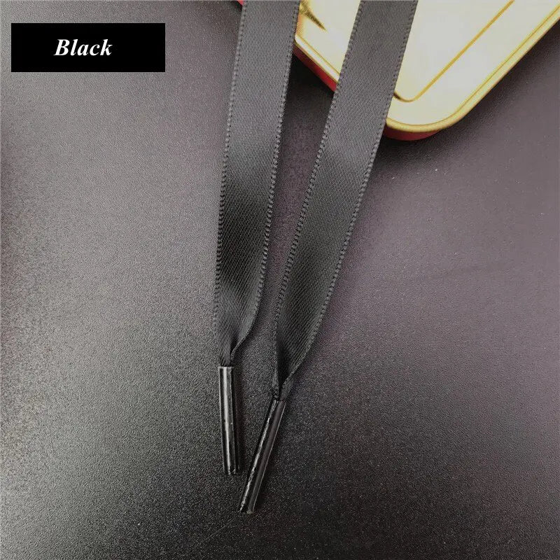 New 1Pair 1CM Width Satin Silk Ribbon Shoelaces 80/100/120/150CM Length Sneaker Sport Shoes Lace Adult Children's laces S2