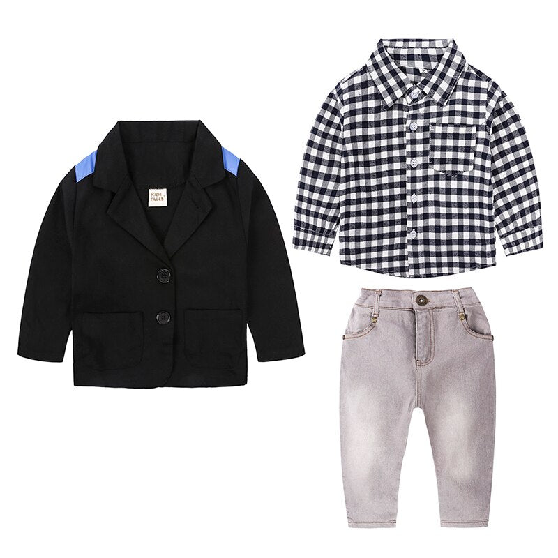 Random Clothes Boy Sets Gentleman Costume Toddlers Boys Clothes Set 3 pcs. Coat+Long Sleeve+Pants Children Boy Clothes Set