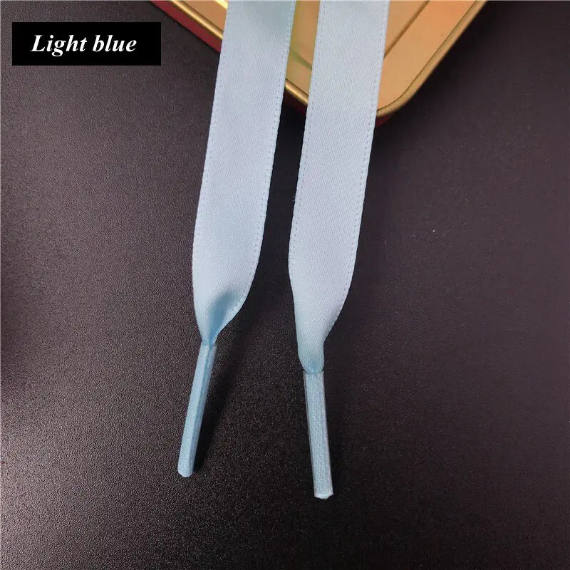 New 1Pair 1CM Width Satin Silk Ribbon Shoelaces 80/100/120/150CM Length Sneaker Sport Shoes Lace Adult Children's laces S2