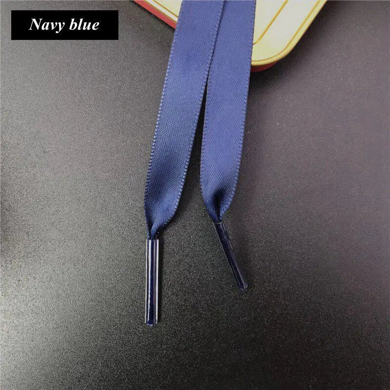 New 1Pair 1CM Width Satin Silk Ribbon Shoelaces 80/100/120/150CM Length Sneaker Sport Shoes Lace Adult Children's laces S2
