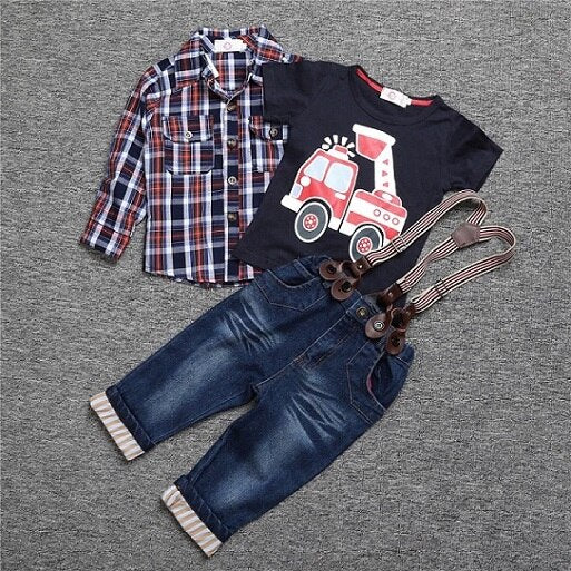 Spring Kids clothing Children's clothing Short Sleeved T-shirt + Jeans 2 Pcs  Boy Clothes Boys Casual Clothing Set Suit For Boy