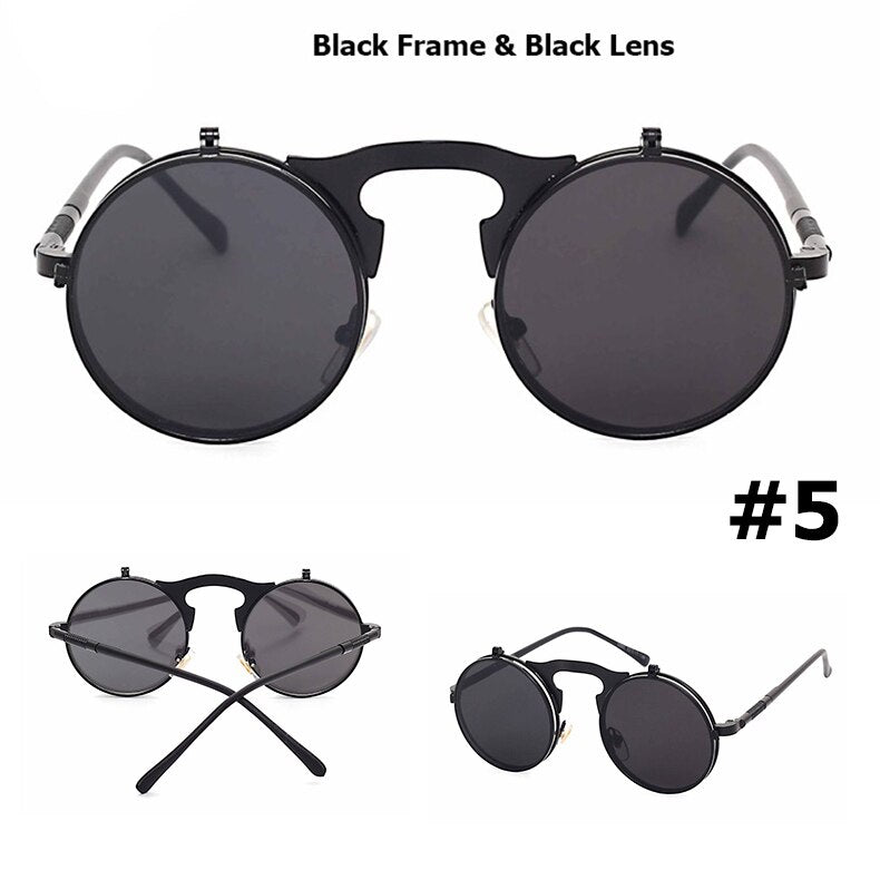 JackJad 2020 Fashion Steampunk Gothic Vintage Clamshell Sunglasses Men Women Personality Round Style Sun Glasses Oculos De Sol