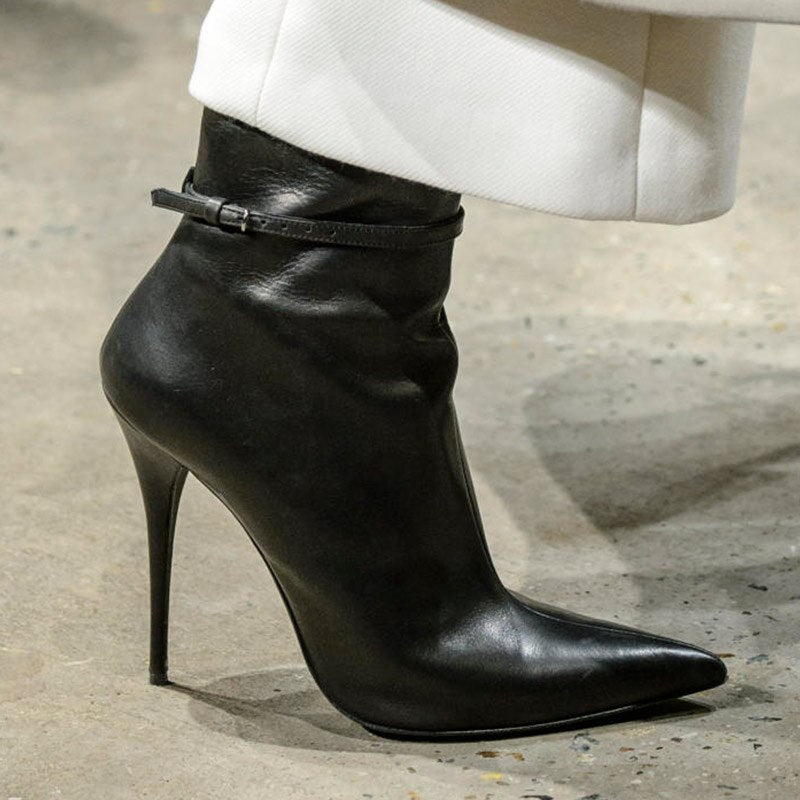 Casual Office Shoes For Ladies 2020 New Arrivals Grey  Color Matte Leather Fashion Short Boots Match Everything Heel 10 cm Shoes