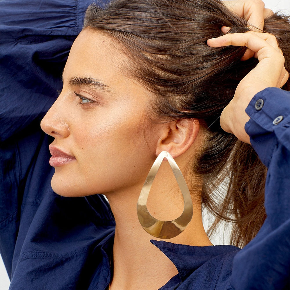 Hoop Earring For Women Gold Color Stud Big Pendant dangle Drop  Earrings