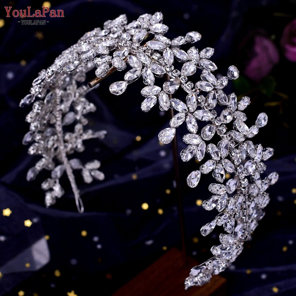YouLaPan HP409 Wedding Woman Tiara Headdresses for Bridal Headband Wedding Hair Accessories Luxury Rhinestone Bride Headwear