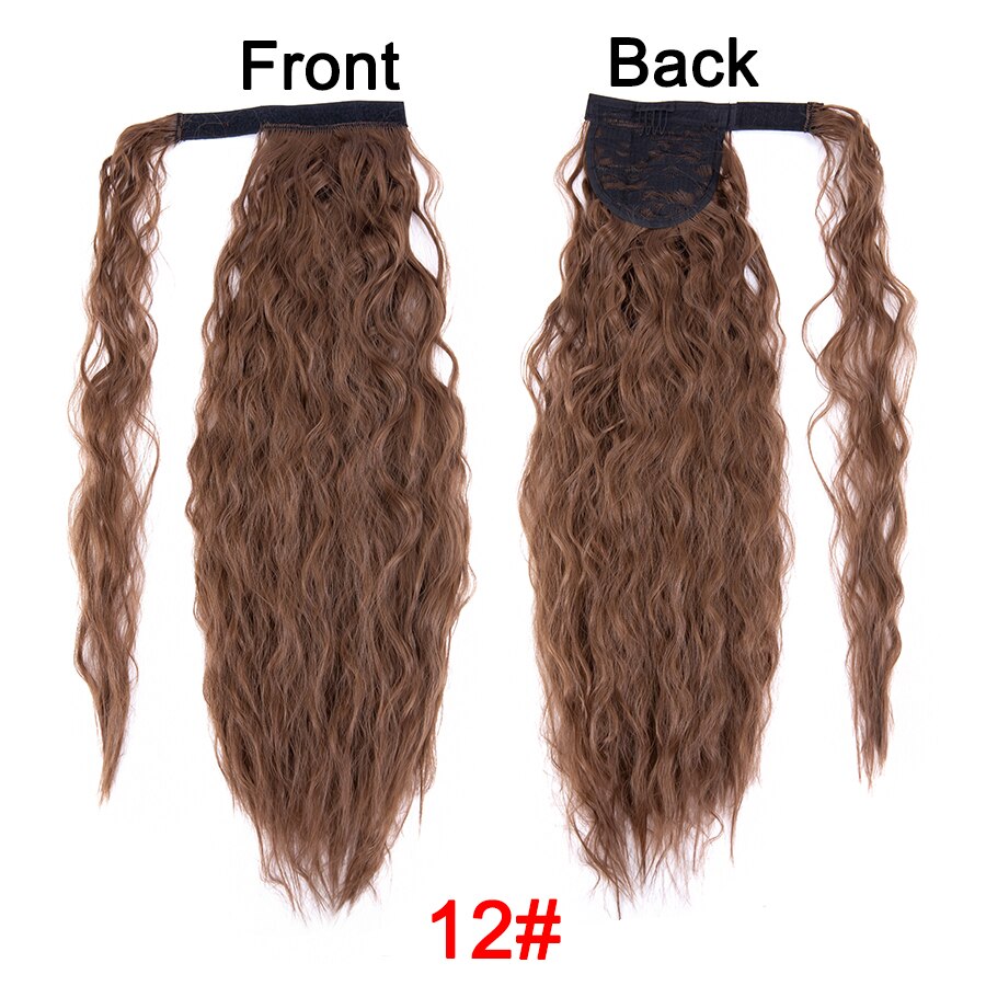 Synthetic Corn Wavy Ponytail 22Inch Long Curly Ponytail Wrap On Clip Hair Extensions Ombre Blonde Brown Fack Ponytail Hairpieces