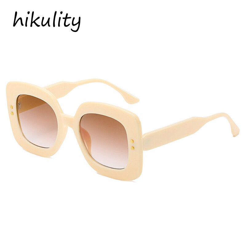 Vintage Rivet Square Sunglasses For Women New Fashion Gradient Black Uv400 Sun Glasses Female Red Brown Elegant Shades Overszied