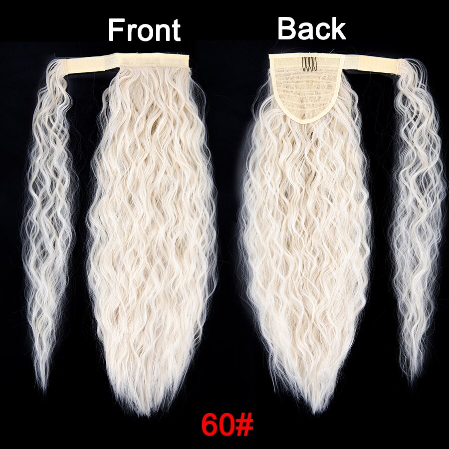 Synthetic Corn Wavy Ponytail 22Inch Long Curly Ponytail Wrap On Clip Hair Extensions Ombre Blonde Brown Fack Ponytail Hairpieces