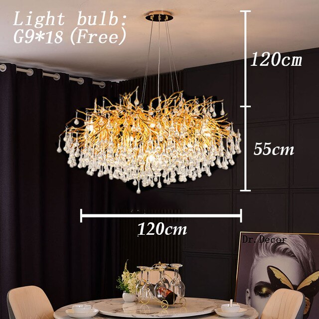 Nordic Luxury Crystal LED Chandelier LOFT Villa Large Lustre Ceiling Chandeliers for Living Room Hotel Home Lamp Indoor Lighting