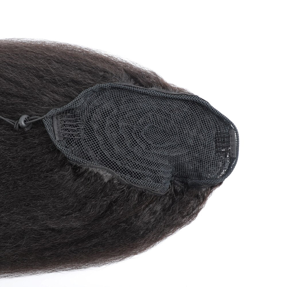High Puff Afro Kinky Straight Ponytail Synthetic Black Woman Hair Drawstring Ponytail Long Hair Extension Ponytail For Women