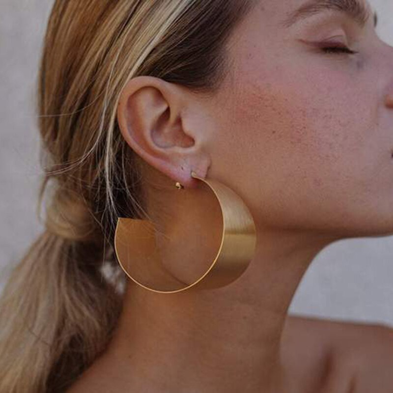 Hoop Earring For Women Gold Color Stud Big Pendant dangle Drop  Earrings