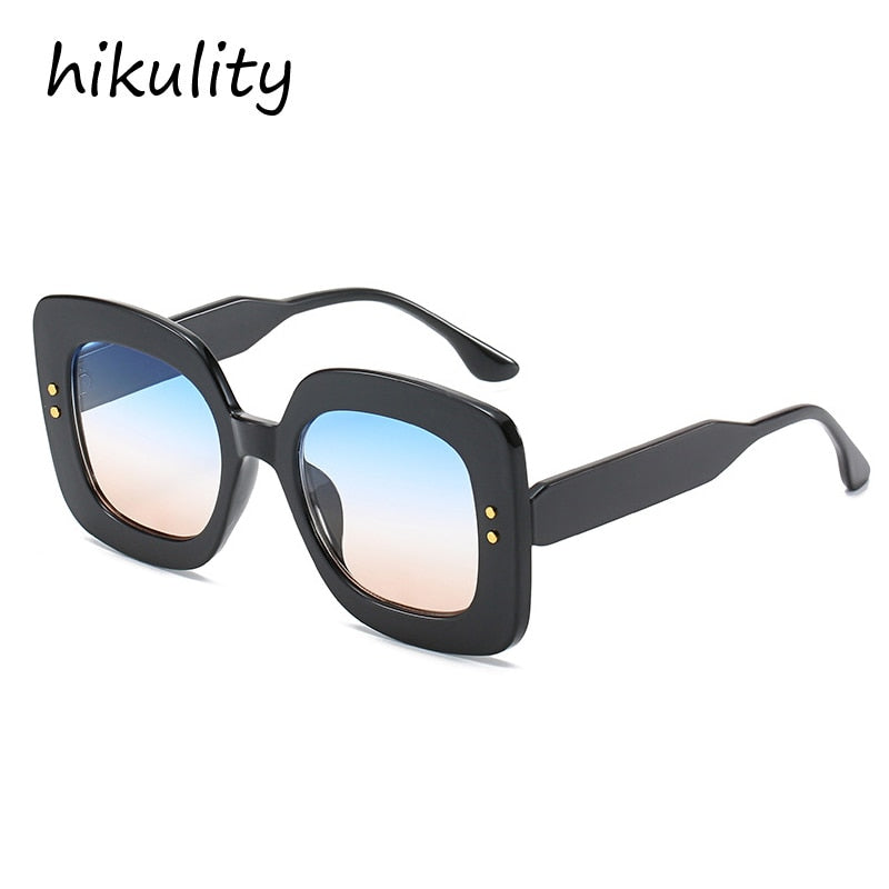 Vintage Rivet Square Sunglasses For Women New Fashion Gradient Black Uv400 Sun Glasses Female Red Brown Elegant Shades Overszied