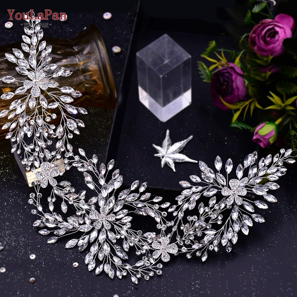 YouLaPan HP409 Wedding Woman Tiara Headdresses for Bridal Headband Wedding Hair Accessories Luxury Rhinestone Bride Headwear
