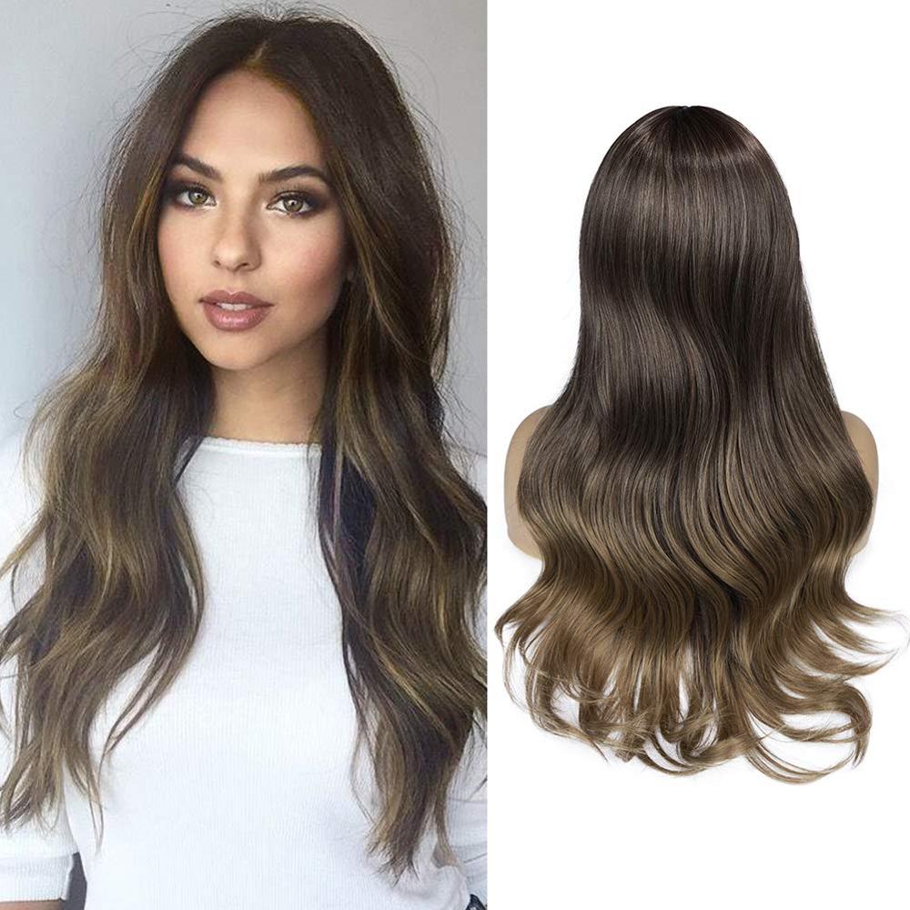 FAVE Long Wavy Wigs Ombre Gray To Watermelon Red Black Grey Purple Blue Brown Synthetic Hair For Black White Women Cosplay Party