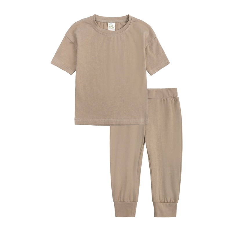Essential Summer Baby Girls Clothes Children Clothing Set Boys Top Pullover Sweatshirt+Pants Tracksuit Suits For Kids Costumes