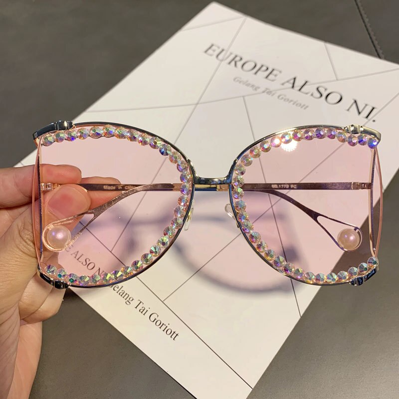 2023 Sunglasses Women Oversized  Bling Diamond y2k Fashion Design Sun glasses Ladies Luxury Glasses Vintage Shades Bulk Oculos