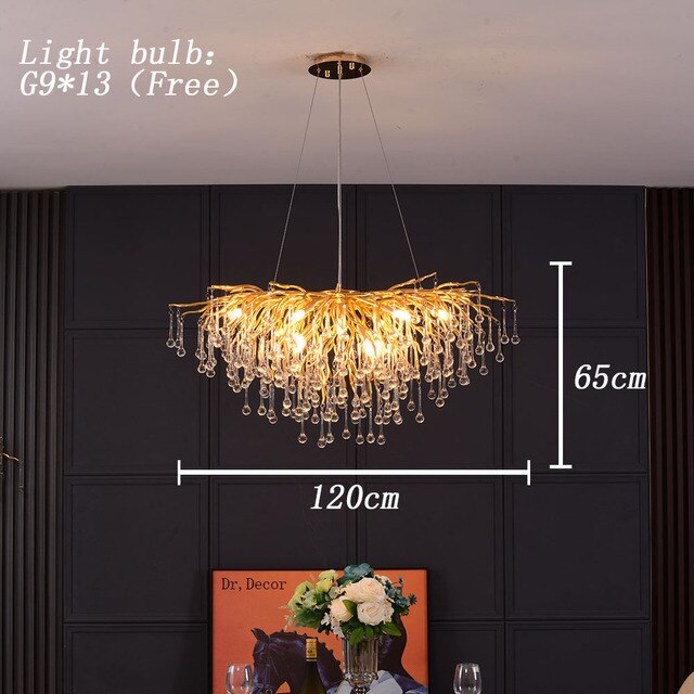 Nordic Luxury Crystal LED Chandelier LOFT Villa Large Lustre Ceiling Chandeliers for Living Room Hotel Home Lamp Indoor Lighting