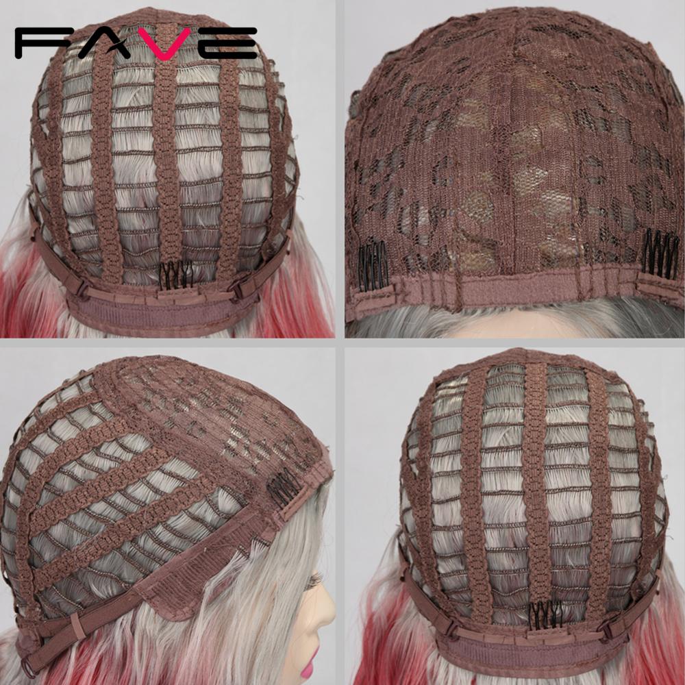 FAVE Long Wavy Wigs Ombre Gray To Watermelon Red Black Grey Purple Blue Brown Synthetic Hair For Black White Women Cosplay Party