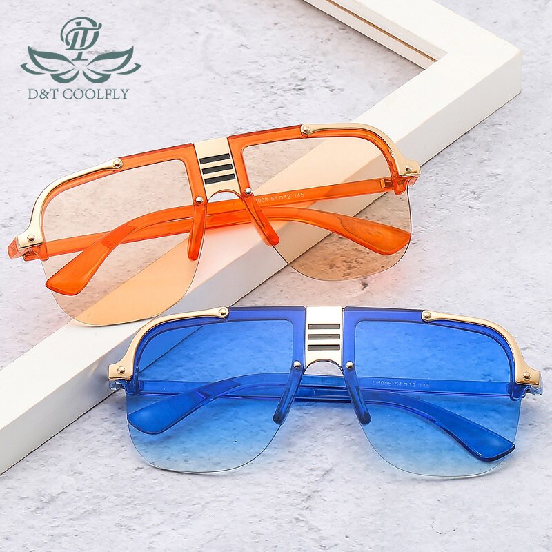 D&amp;T 2021 New Fashion Sunglasses Women Men Shield Gradients Lens Metal Alloy Frame Trend Luxury Brand Designer Sun Glasses UV400