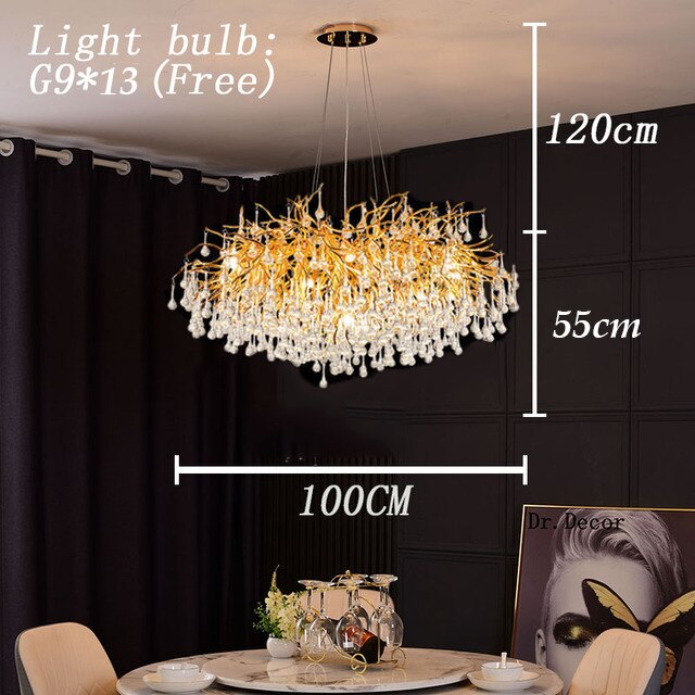 Nordic Luxury Crystal LED Chandelier LOFT Villa Large Lustre Ceiling Chandeliers for Living Room Hotel Home Lamp Indoor Lighting