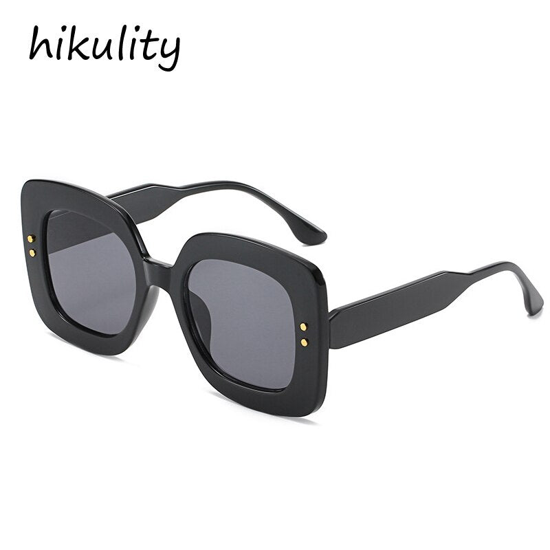 Vintage Rivet Square Sunglasses For Women New Fashion Gradient Black Uv400 Sun Glasses Female Red Brown Elegant Shades Overszied