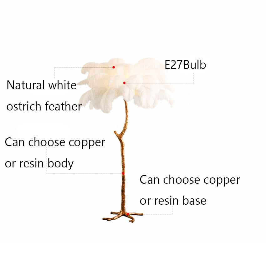 Nordic Floor Lamps Feather Living Room LED Dining Room Bedroom Modern Lamp Stand Interior Lighting Art Floor Light Standing Lamp