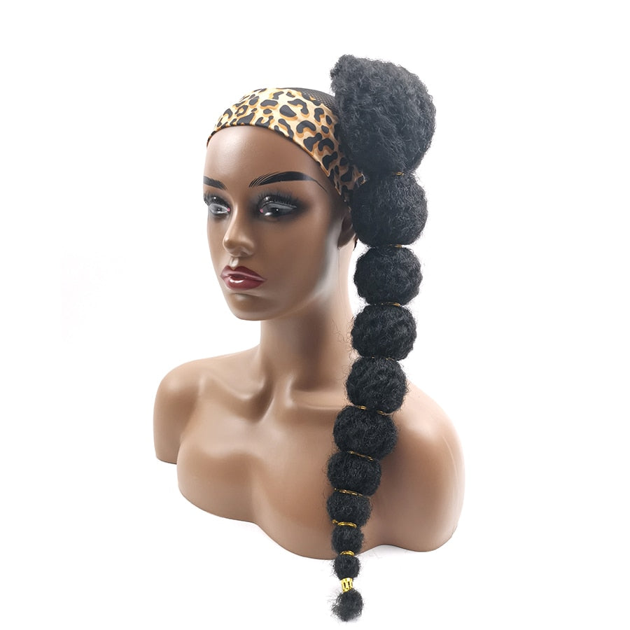 Hairpiece Ponytail Hair Extension for Black Women Afro Puff Kinky Curly Horse Tail Clip in Drawstring False Pigtail Synthetic