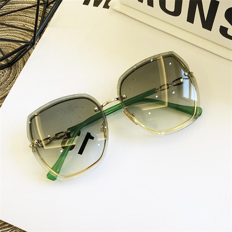 Famous Brand Design Rimless Women Sunglasses Luxury Glasses Lady Sun glass Woman 2023 Gradient Pink Blue Lens Eyeglasses Square