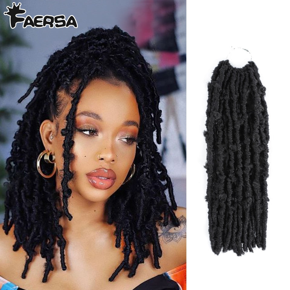 Butterfly Locs Crochet Braids Hair 14'' 18'' Distressed Faux Locs Crochet Hair 16Strands/pack Locs Pre-Twist Braiding Faersa