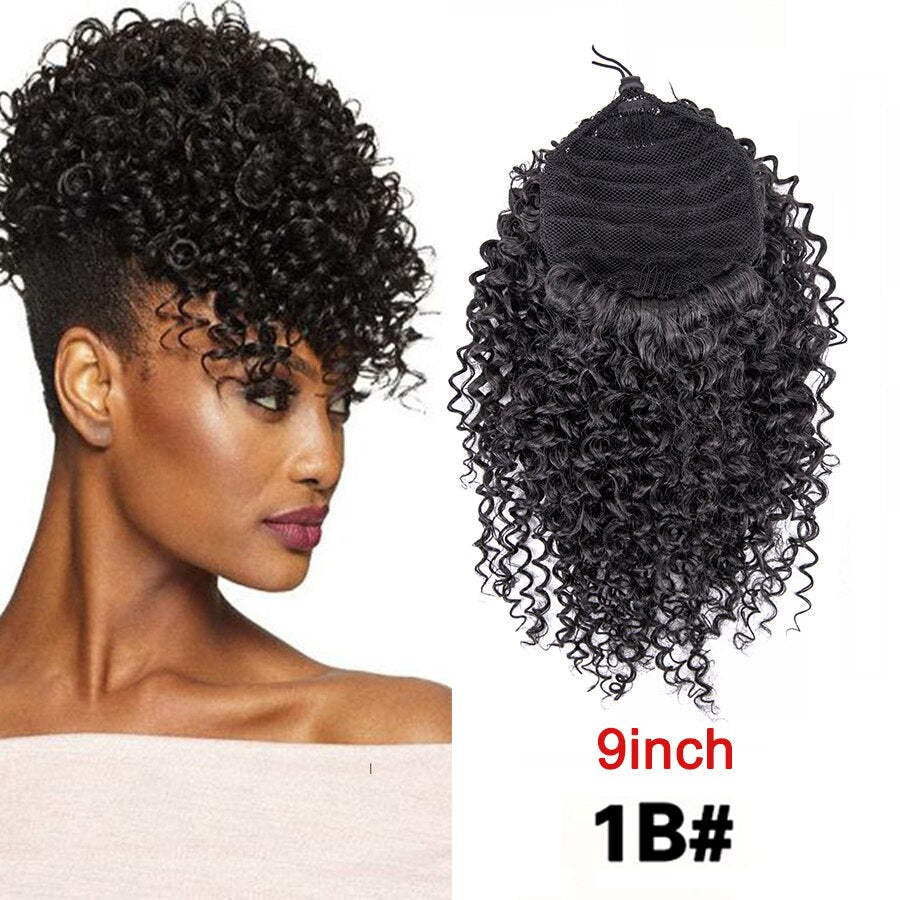 Puff Drawstring Ponytail Afro Kinky Curly Ponytail Hair Extension Ombre Synthetic Clip In Pony Tail Extension 9/13.5Inch Pontail