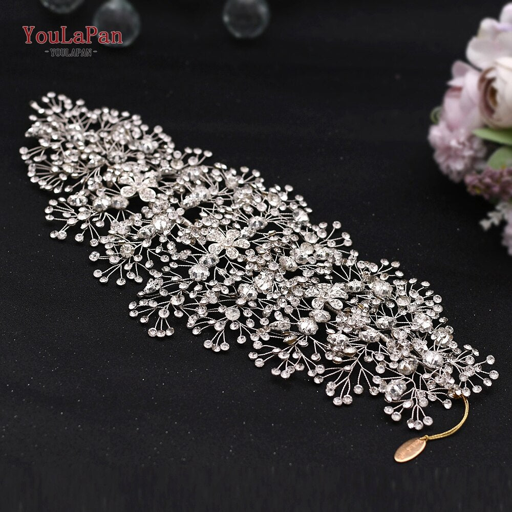 YouLaPan HP409 Wedding Woman Tiara Headdresses for Bridal Headband Wedding Hair Accessories Luxury Rhinestone Bride Headwear