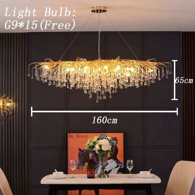 Nordic Luxury Crystal LED Chandelier LOFT Villa Large Lustre Ceiling Chandeliers for Living Room Hotel Home Lamp Indoor Lighting