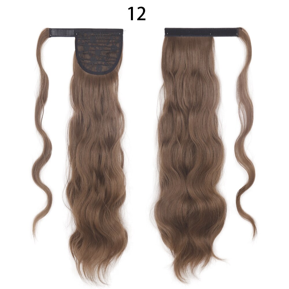 XINRAN Synthetic Long Hollywood Wave Ponytail Extension Wrap Around Ponytail Clip in Hair Extensions for Women Black Blonde Red