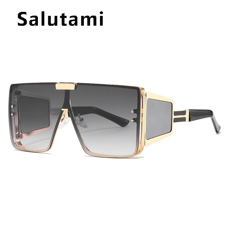 Unique Sexy Cool One Piece Sunglasses For Women And Men Luxury Brand Flat Wide Leg Alloy Sun Glasses Female Square Hip Hop Shade