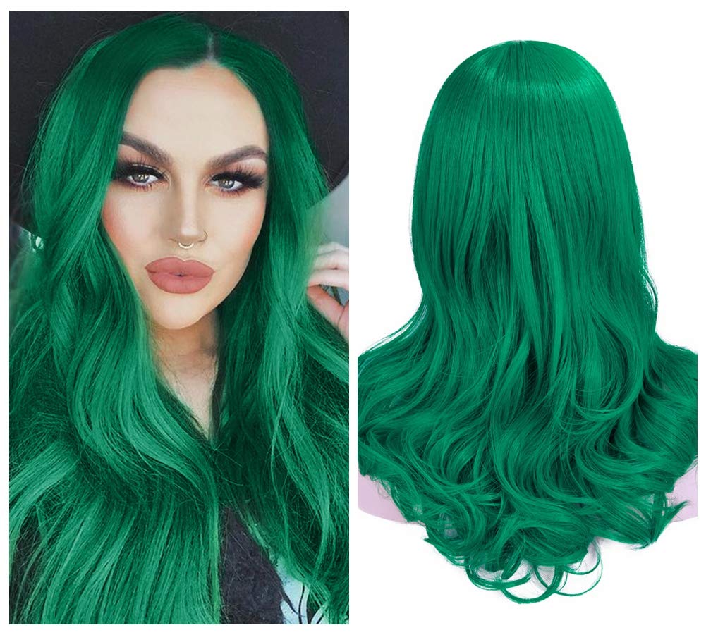 FAVE Long Wavy Wigs Ombre Gray To Watermelon Red Black Grey Purple Blue Brown Synthetic Hair For Black White Women Cosplay Party