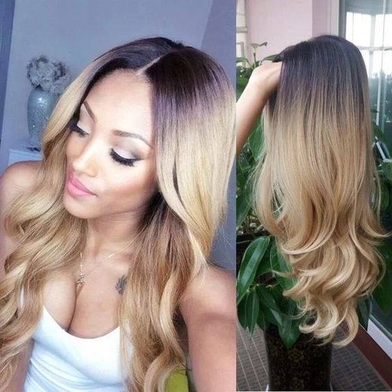 FAVE Long Wavy Wigs Ombre Gray To Watermelon Red Black Grey Purple Blue Brown Synthetic Hair For Black White Women Cosplay Party