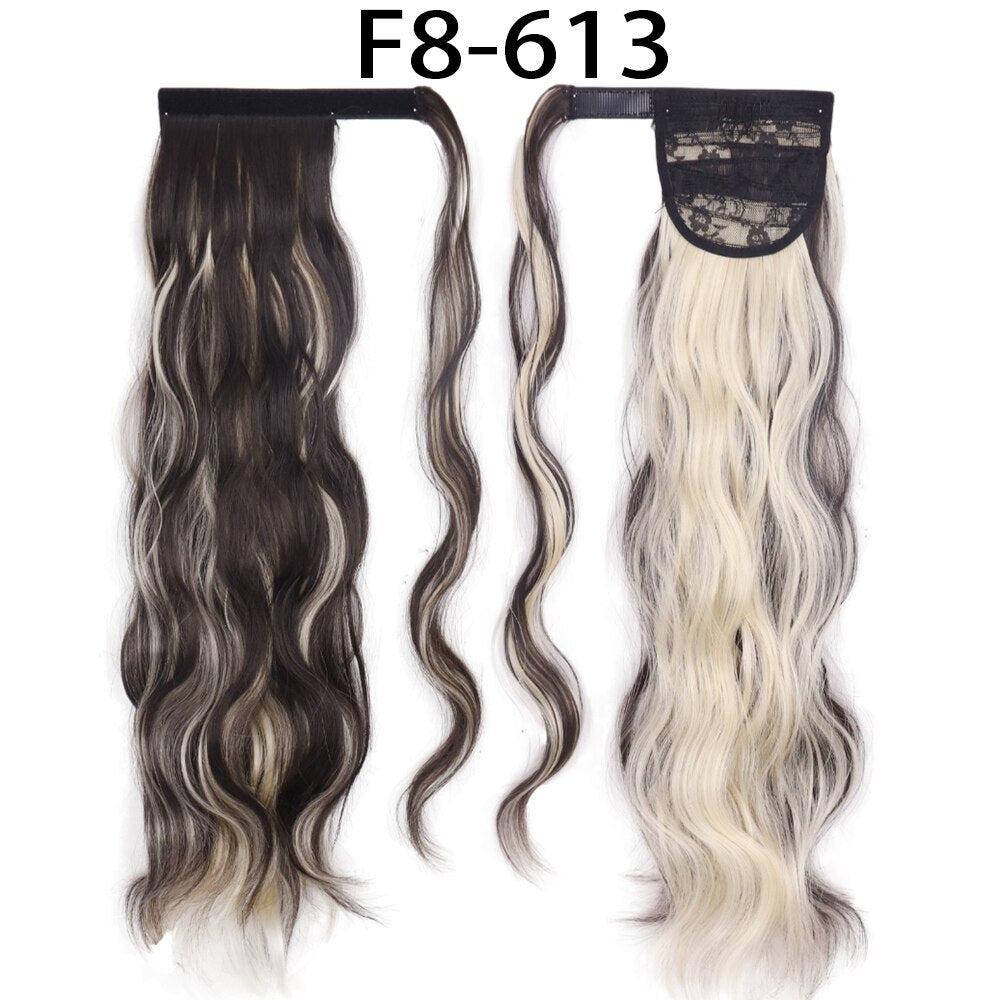 MerisiHair Synthetic Ponytail Extension Long Black Drawstring Wavy Ponytail Hair African American for Women Body Wavy Ponytail