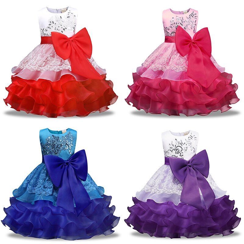 Formal Dress Ball Gown Elegant Dresses for Summer Girls 2022 Princess Party Dress Baby Kids Clothes Christmas Blue Child Gift