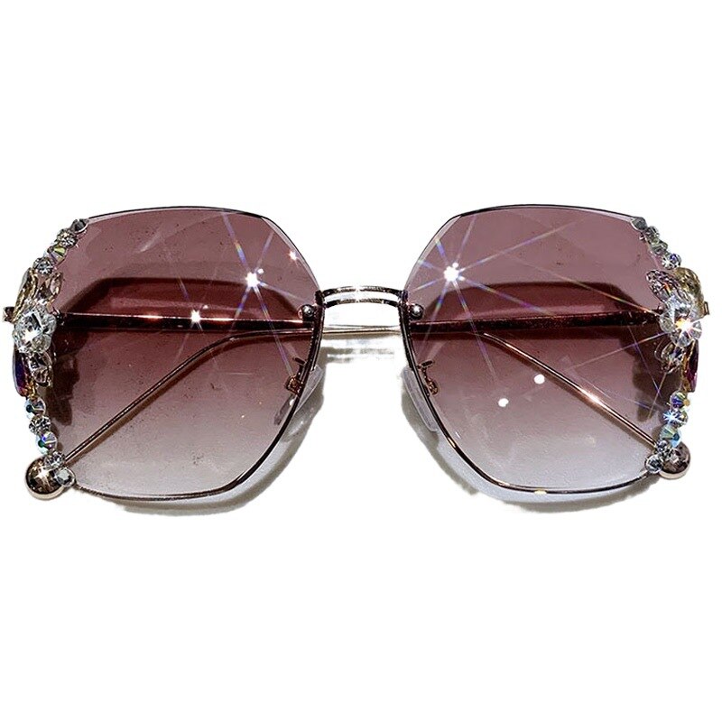 Luxury Rhinestone Bling Sunglasses Women Fashion Desinger Personality Sun Glasses Vintage Shades Gradient Lens