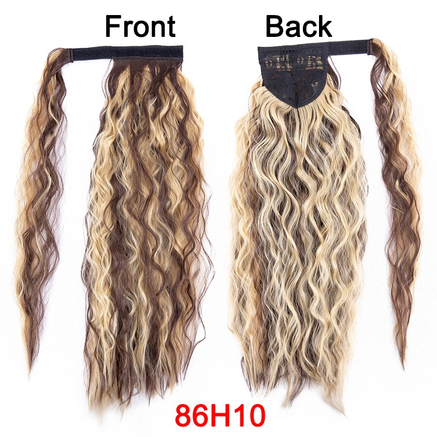 Synthetic Corn Wavy Ponytail 22Inch Long Curly Ponytail Wrap On Clip Hair Extensions Ombre Blonde Brown Fack Ponytail Hairpieces