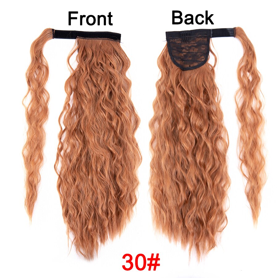 Synthetic Corn Wavy Ponytail 22Inch Long Curly Ponytail Wrap On Clip Hair Extensions Ombre Blonde Brown Fack Ponytail Hairpieces