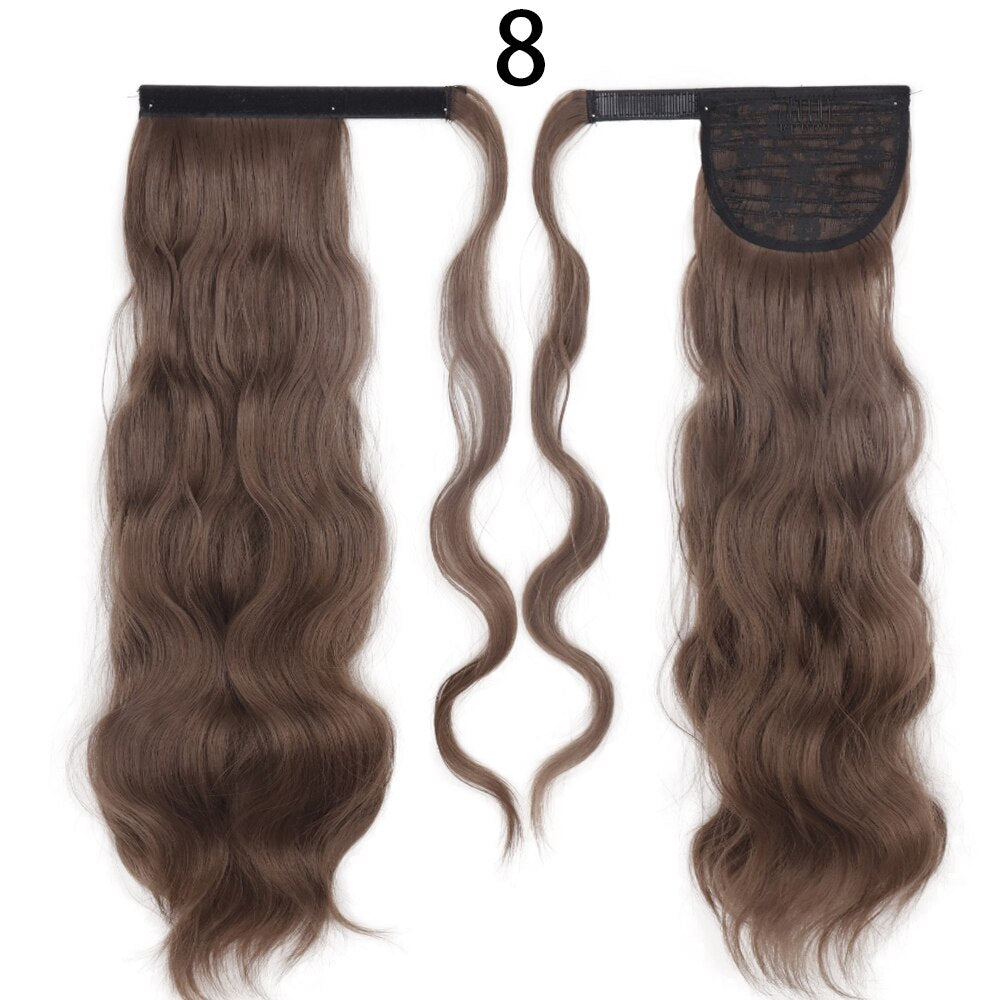 MerisiHair Synthetic Ponytail Extension Long Black Drawstring Wavy Ponytail Hair African American for Women Body Wavy Ponytail