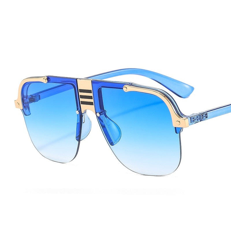 D&amp;T 2021 New Fashion Sunglasses Women Men Shield Gradients Lens Metal Alloy Frame Trend Luxury Brand Designer Sun Glasses UV400