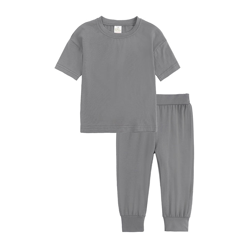 Essential Summer Baby Girls Clothes Children Clothing Set Boys Top Pullover Sweatshirt+Pants Tracksuit Suits For Kids Costumes
