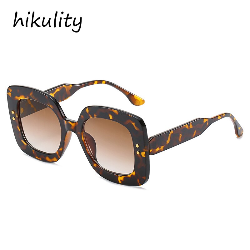 Vintage Rivet Square Sunglasses For Women New Fashion Gradient Black Uv400 Sun Glasses Female Red Brown Elegant Shades Overszied